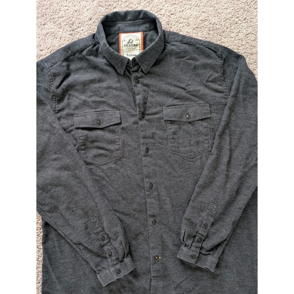 Barbour Shirt Mens XL Hibbert Gray Button Up Greatcoat Maritime Utility Heritage